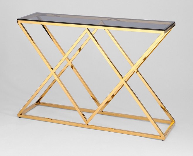 Консоль ИНСИГНИЯ 115*30 золото стекло smoke