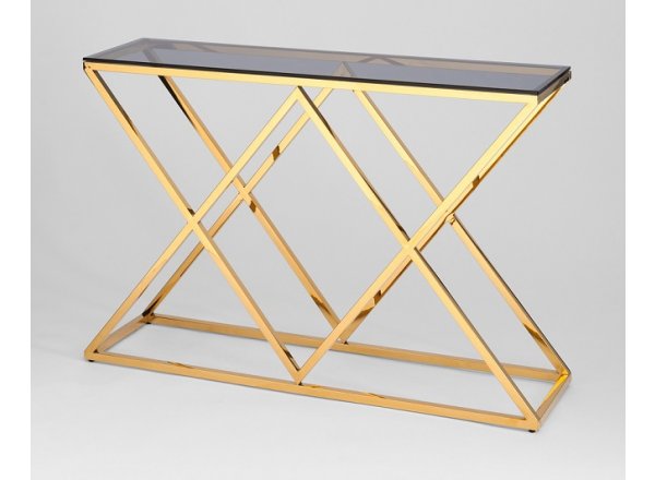 Консоль ИНСИГНИЯ 115*30 золото стекло smoke